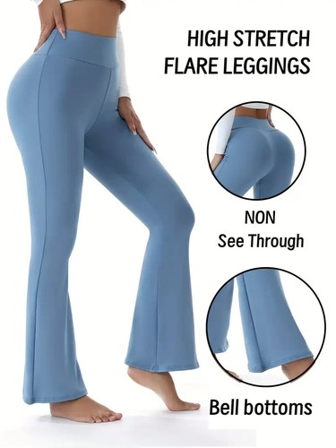 Women's High-Waist Stretchy Flare Leggings - Hi Stretch - Yoga - M- Free Ship