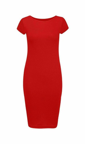 Womens Ladies Short Sleeve Bodycon Cap Sleeve Midi Dress Plus Size 8-26 - Picture 13 of 19