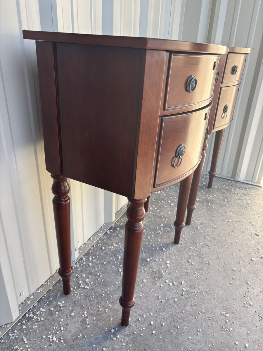The Bombay Company Federal Style Cherry Bowfront Tables The Bombay Company Federal Style Cherry Bowfront Tables