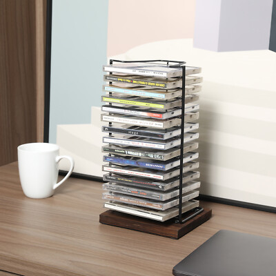 Matte Black Metal Wire & Burnt Wood Base Vertical Storage CD Display ...