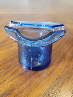 Vintage Ashtray Cobalt Blue Glass Top Hat Ash Tray 1940s 2 Chips Read Ebay ebay