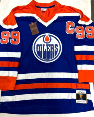 BLUE LINE WAYNE GRETZKY EDMONTON OILERS 1986 JERSEY NEW  4X MITCHELL & NESS