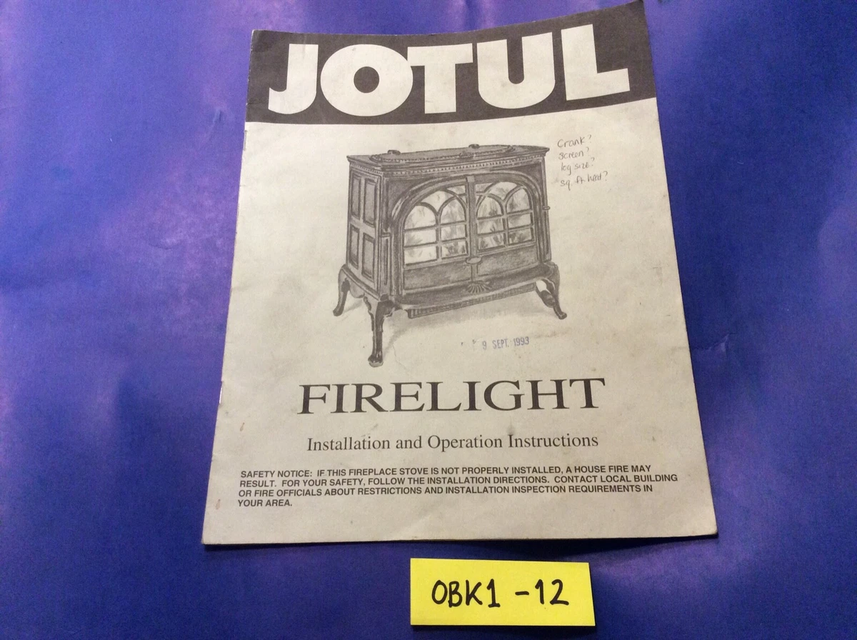 Jotul Firelight wood stove manual operation installation | eBay