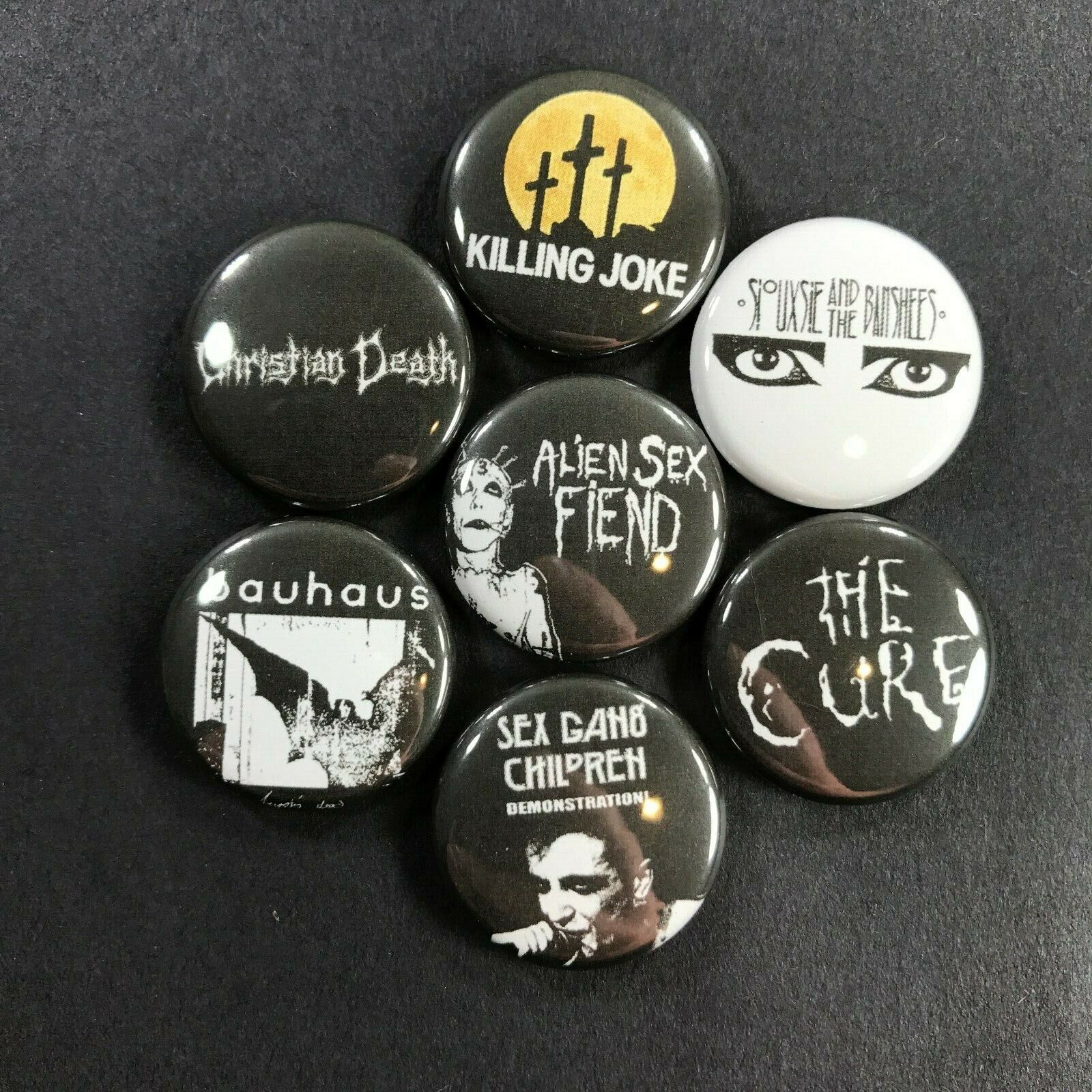 Goth Buttons, Lot of 5-1.25 Emo Button, Goth Post Punk, Badge, Magnet, Pins  -  Norway