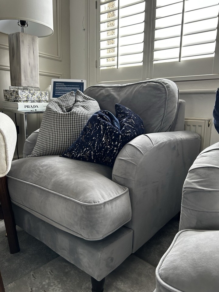John Lewis Grey Velvet Armchair Accent eBay