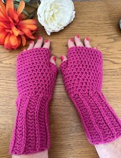 New Long Half Finger Fingerless Gloves, Hand Crocheted Gloves, Acrylic, Size S