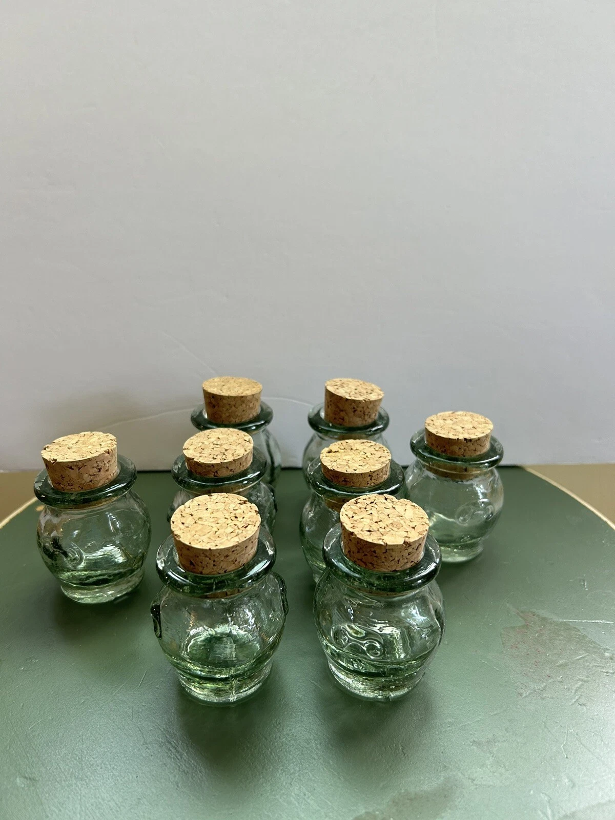 Gardener's Eden Mini Green Glass Spice Jars Made in Spain, Lot of 8