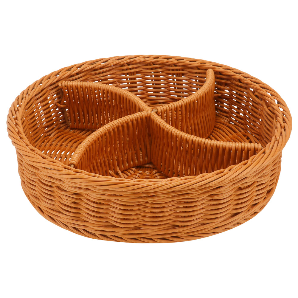 Storage Baskets Wicker Large Rattan Fruit Plate Multi-purpose Brown-image