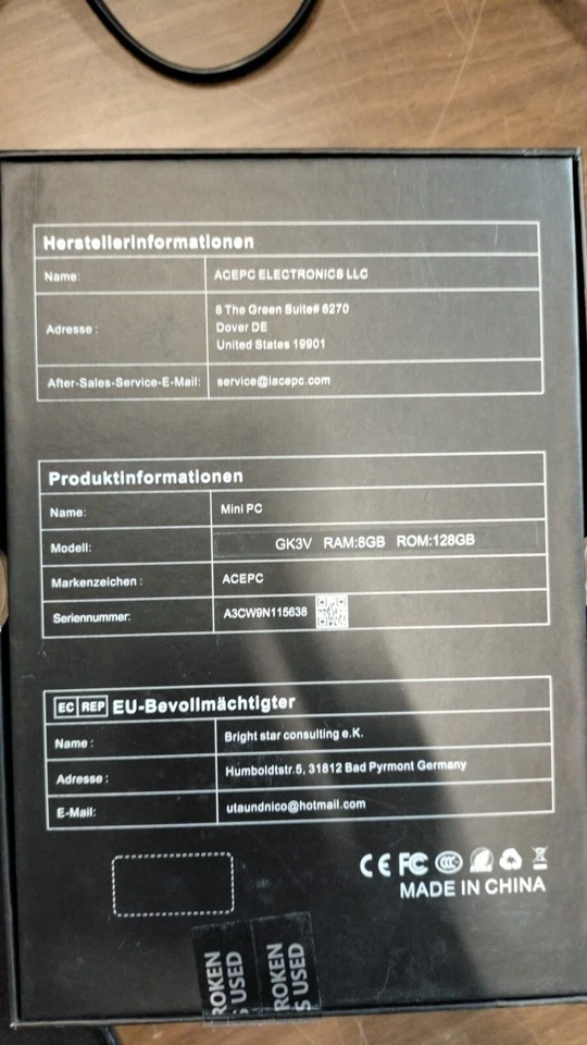 Acepc GK2 Mini PC Intel Inside Windows 10 Micro Computer 8GB Celeron J3455 - Immagine 3 di 4