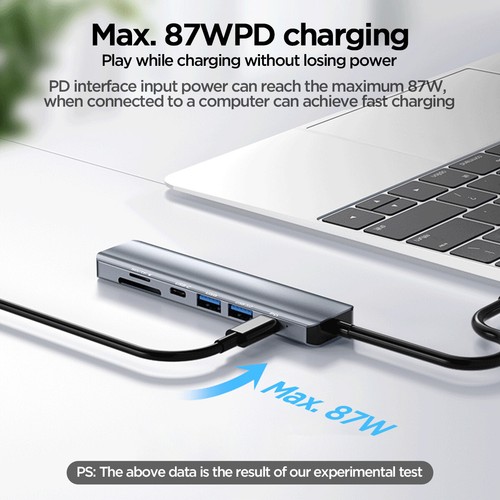 7in1 Type C Hub 4K HDMI USB-C Adapter Charger SD/TF for Macbook Pro Air Laptop - Picture 6 of 10