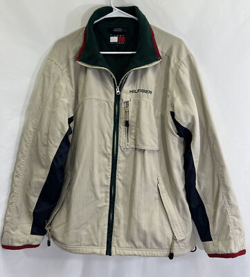 Tommy Hilfiger szM Fleece lined Jacket zip Pockets Adjustable Waist Logo 