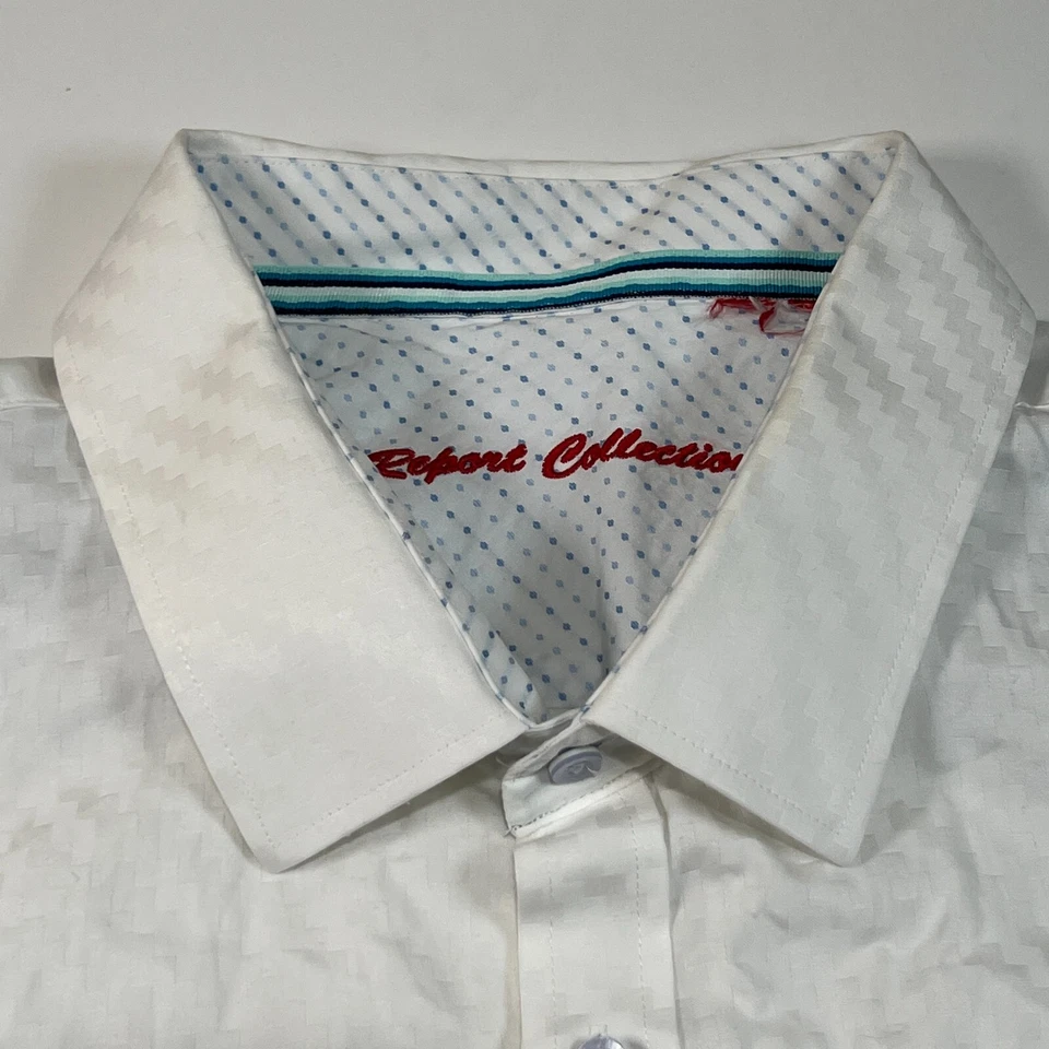 Report Collection Button Up Shirt Mens XXL White Long Sleeve Geometric - Image 4 of 4
