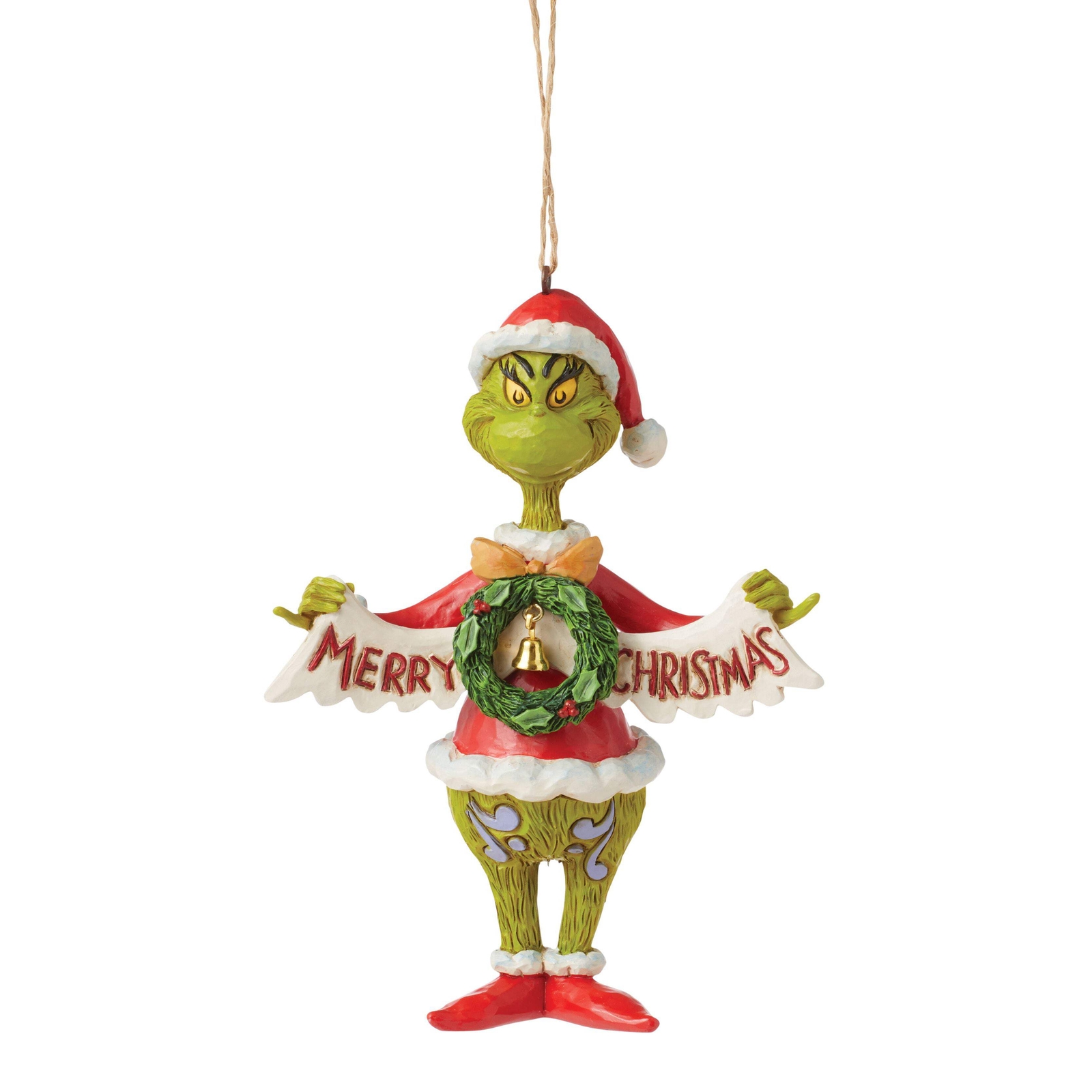 Grinch Holding Festive Merry Christmas Holiday Banner