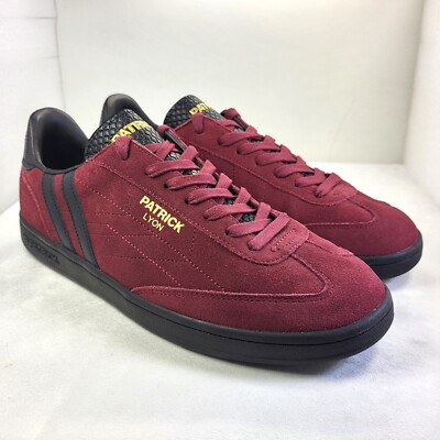 PATRICK Lyon Mens Trainers Suede Burgundy Black UK10 (X332