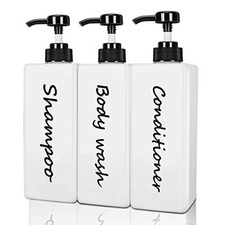 Refillable Shampoo Conditioner and Body Wash Dispenser Bottles with Pump