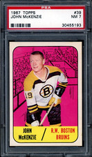 1967-68 TOPPS HOCKEY NHL #39 John McKenzie PSA 7 NM Boston Bruins Card