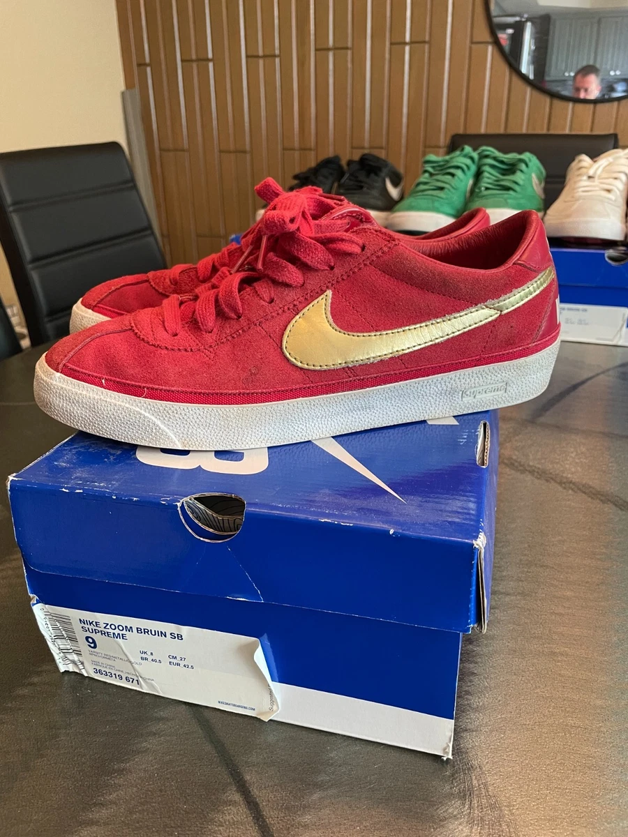 Nike SB Bruin Supreme New York Varsity Red/Gold (363319 671) size 9US 8UK  SS09