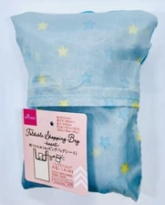 Eco Reusable Shopping Bag Tote - “Baby Blue Stars” Foldable Travel Portable