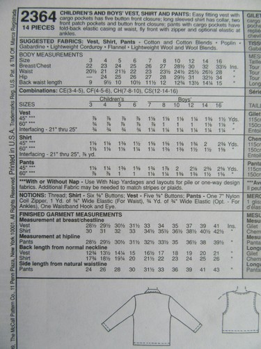 McCalls Sewing Pattern 2364 Boys 4,5,6 years Childs Shirt Top Vest Pants Bottoms - Picture 6 of 7