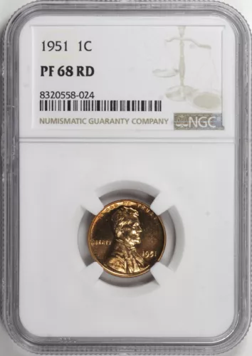 1951 Proof Lincoln Wheat Cent 1c NGC PF68 RD