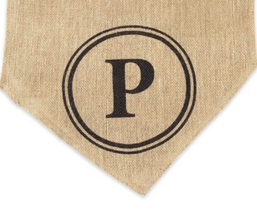 Mud Pie Burlap Table Runner Initial Monogram “P” - 第 1/2 張圖片