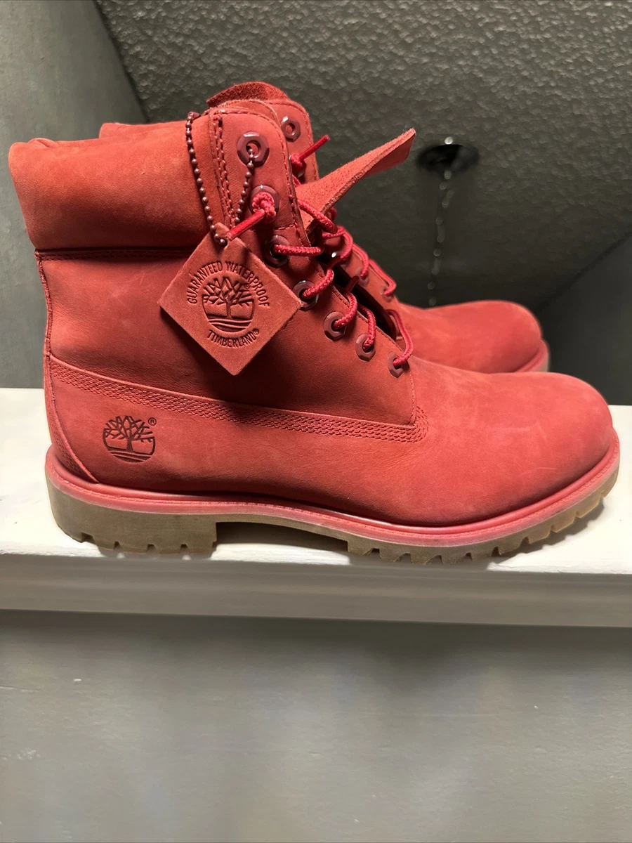 Timberland 6 inch Classic Boot for Men Size 11 Red Nubuck Pre Owned No Box