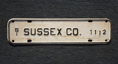 1961 SUSSEX County VIRGINIA License Plate Town Topper # 1112