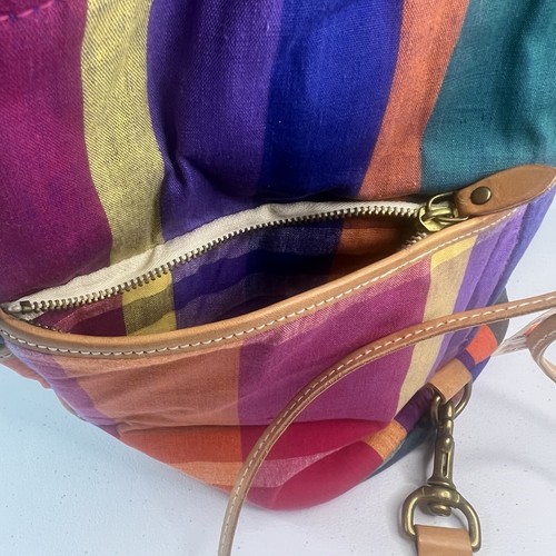 Ralph Lauren Madras Plaid Leather Drawstring Bucket Sling Bag Vintage NWT Colors - Picture 6 of 14