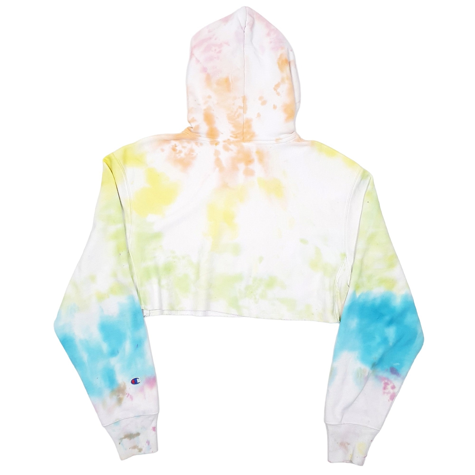 CHAMPION Hoodie Tie Dye Reverse Weave Cropped Jumper Sweatshirt Womens S image 3