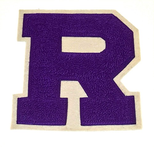 Purple Chenille w/ Grey Felt Letterman Jacket Patches Crafts - Picture 5 of 5