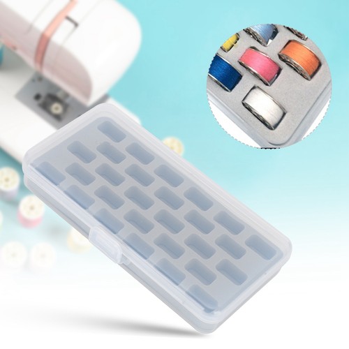 28 Slots Empty Spools Box Plastic Thread Storage Cover Bobbin Organizer Tools - Picture 8 of 22