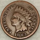 1883 Indian Head Cent Penny 1C - VG/F Grade - #14683
