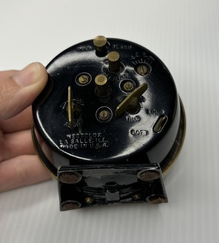 Vintage Westclox Baby Ben Black Gold White Mechanical Alarm Two Clocks 61Y - Picture 7 of 12