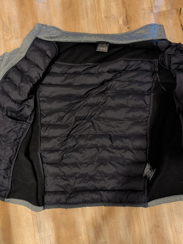 32 Degrees Heat Hybrid Puffer Jacket Mens Medium Gray Full Zip Lightweight - Image 3 of 4