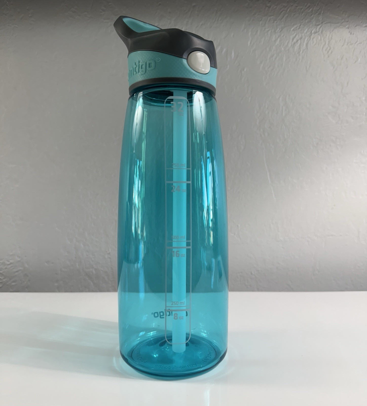 Push Button With Handle Transparent Aqua 32 Oz