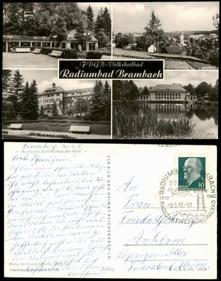 Bad Brambach Mehrbildkarte Radiumquelle Joliot-Curie-Haus Festhalle 1962/1961