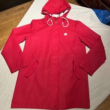 VANS Red Hooded PU Raincoat Jacket Size M  waterproof windbreaker.