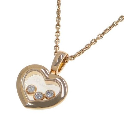 AUTH CHOPARD HAPPY DIAMONDS ICON NECKLACE 79A611 750RG ROSE GOLD WOMEN'S F/S
