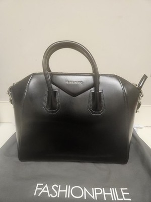 GIVENCHY Antigona Calfskin Back Leather Medium Satchel Bag Made in Italy U3