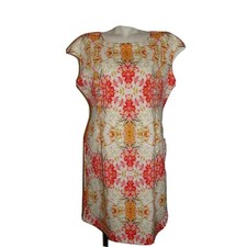 RN Studio Ronni Nicole Floral Kaleidoscope Sheath Dress Orange Pink Plus Size 18
