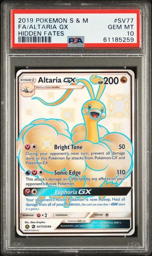 2019 Pokemon Sun & Moon Hidden Fates Altaria GX Fa Hidden Fates PSA 10 #SV77