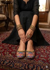 Casual Women Jutties Shoes Punjabi Indian Leather Mojaries Flip-Flops US 8.5