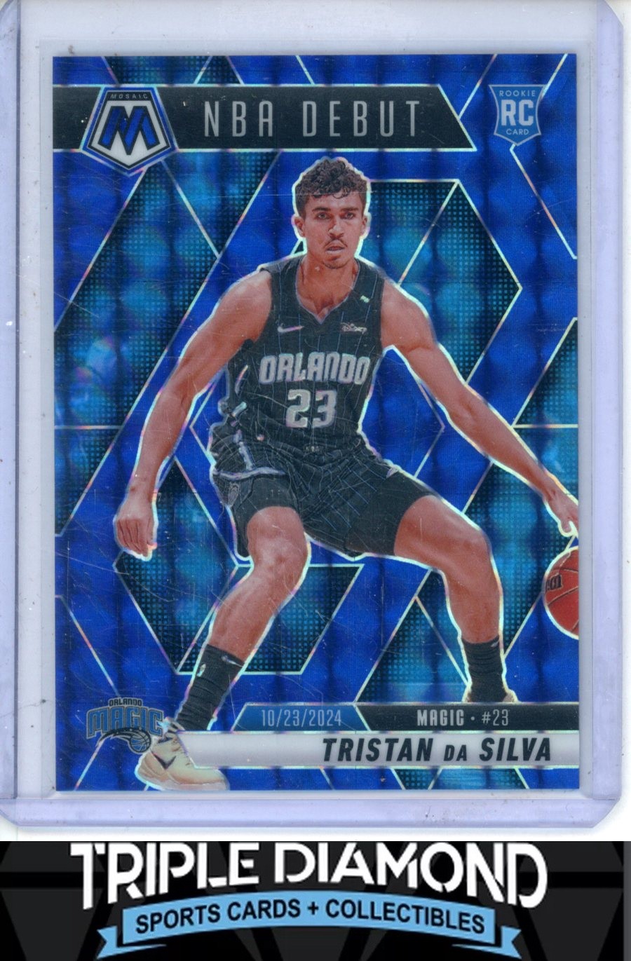 2024-25 Panini Mosaic Tristan da Silva Rookie NBA Debut Blue Mosaic #/199 P257