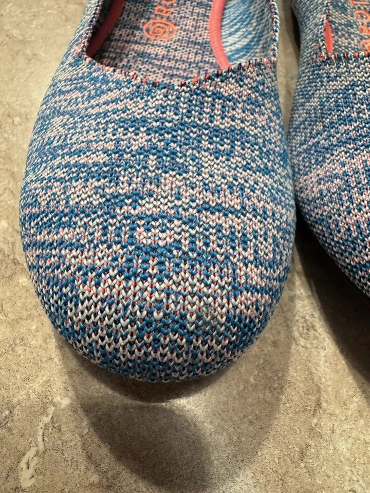 Rothys biqueira redonda turquesa mesclado tamanho 12 edição limitada azul rosa balé plano - Imagem 2 de 4
