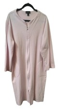 Miss Elaine Women's Light Pink House Coat Robe Size L Zip Front Fleece Pockets