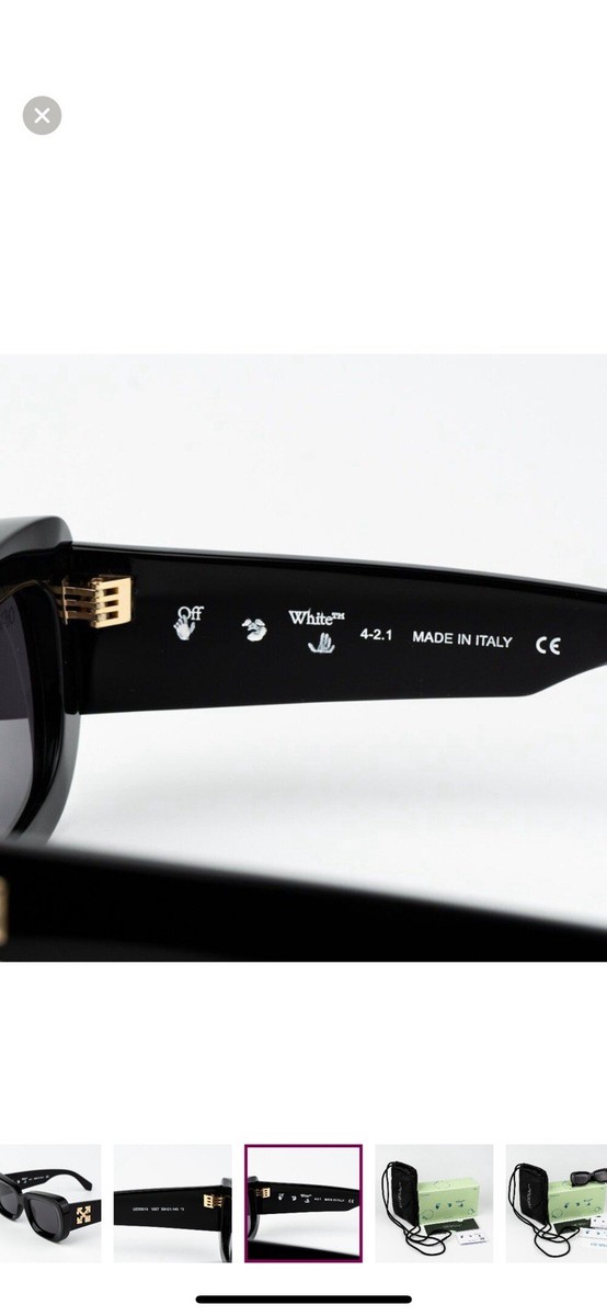 Off-White 4-2.1 Square Oversized Black Sunglasses for Men, Tinted