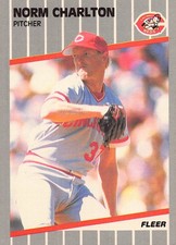 Norm Charlton 1989 Fleer 155 Cincinnati Reds Rookie BASEBALL Card. rookie card picture