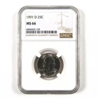 1991 D Washington Quarter MS 66 NGC Clad 25c Uncirculated SKU:I9517