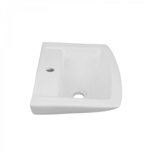 Vega Small Wall Mount Bathroom Vessel Sink 18 Wide White Ceramic Rectangle Wall - Picture 2 of 10