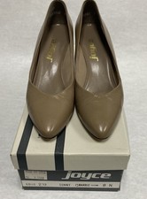 Vtg Joyce Womens Taupe Leather Pointed Toe Ki...